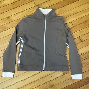 Danskin Now Taupe Jacket with White Accents Large